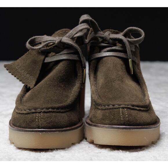 Clarks Original Wallabee Olive Green Suede Block Heeled Shoes Womens 7.5 EU 38 - Picture 2 of 16